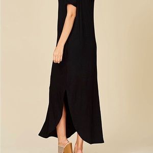 Casual Short Sleeve Split Maxi Dress